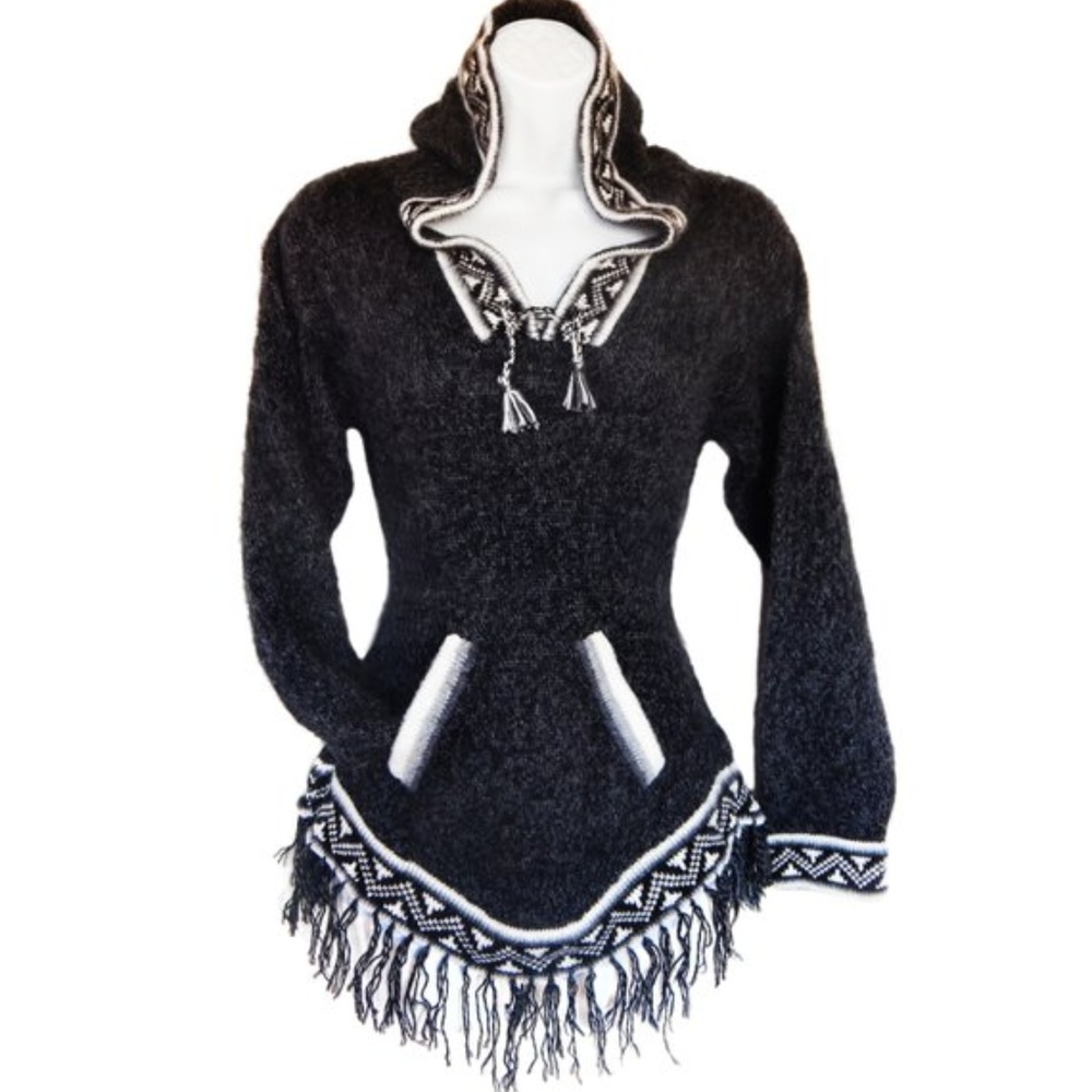 Alpaca fur hooded sweater